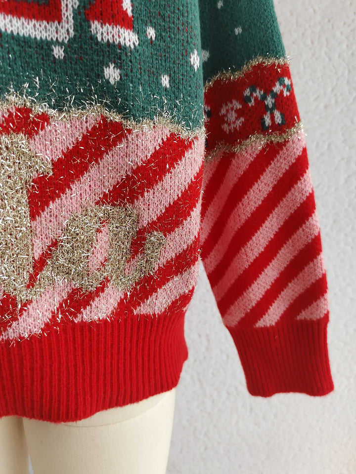 Christmas Letter Round Neck Long Sleeve Sweater