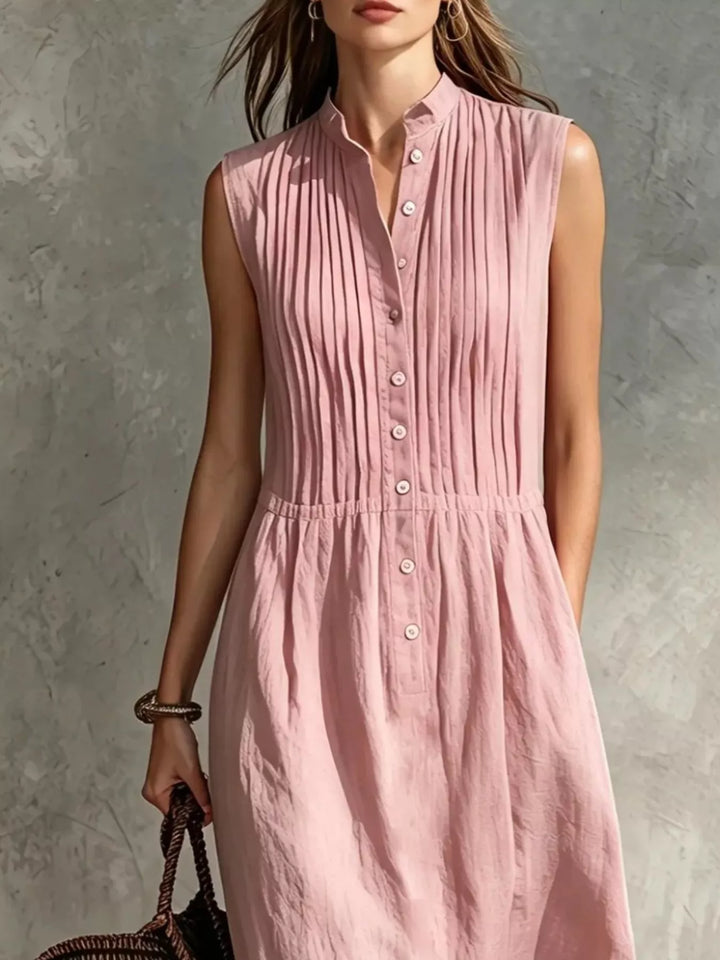 Full Size Sleeveless Button Front Midi Dress Plus Size