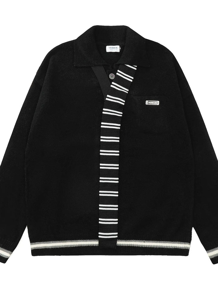 Men's Striped Contrast Long Sleeve Sweater