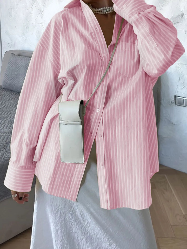 Oversized Striped Button-Down Shirt