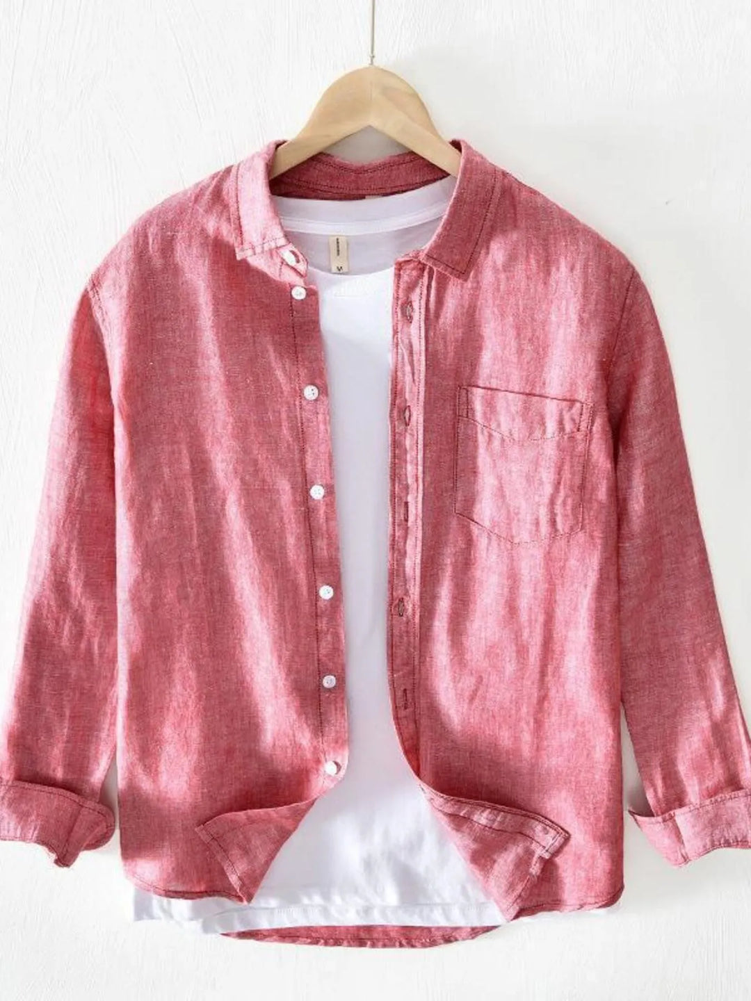 Men's Plus Size Button-Up Shirt with Chest Pocket