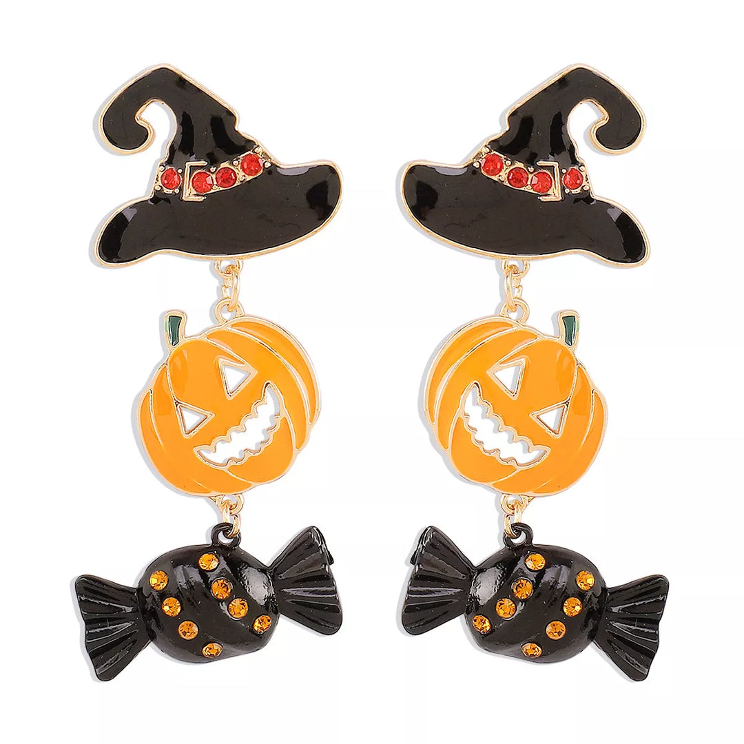 Halloween 18K Gold-Plated Alloy Pumpkin Earrings
