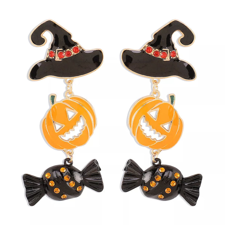 Halloween 18K Gold-Plated Alloy Pumpkin Earrings