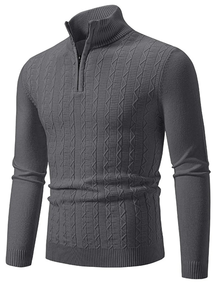 Men's Plus Size Quarter Zip Long Sleeve Sweater