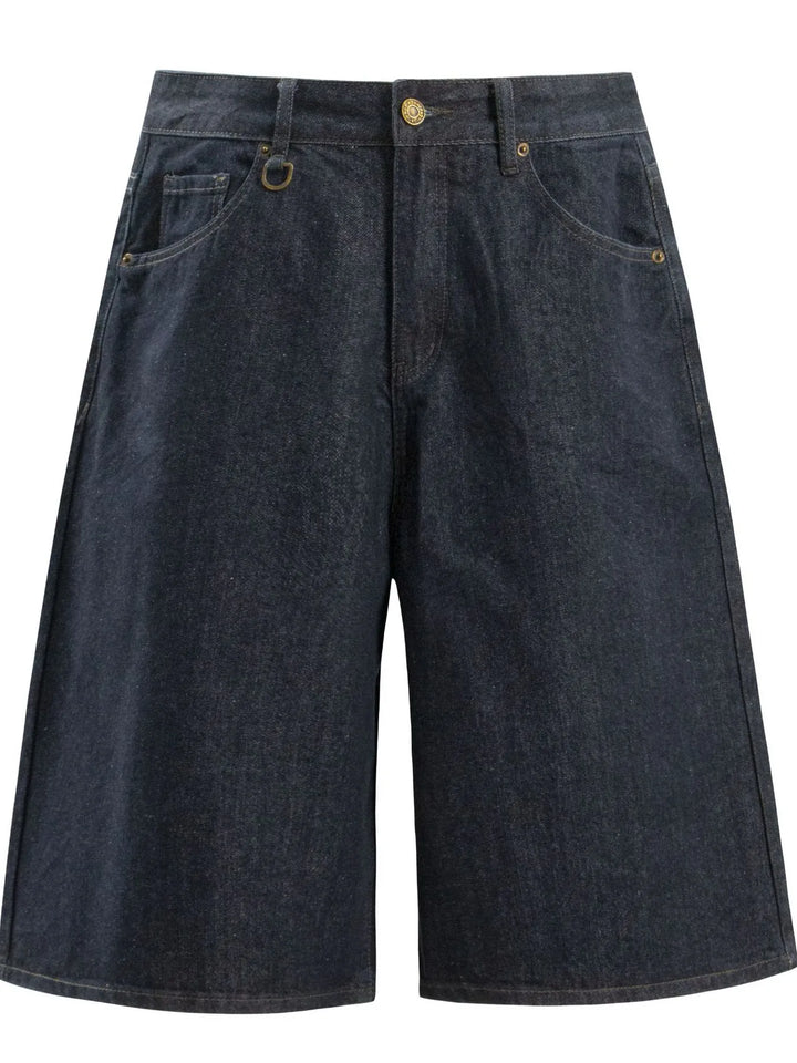 Men's Wide-Leg Denim Shorts with Pockets