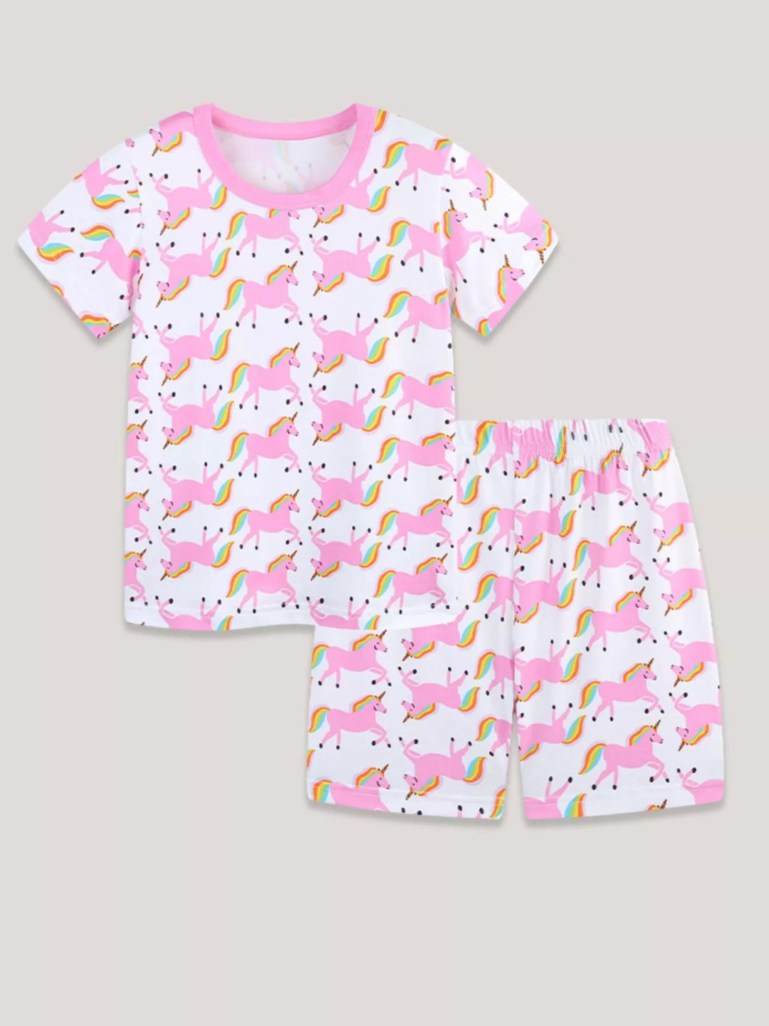 Children's Unicorn Print Short Sleeve Tee and Shorts Set