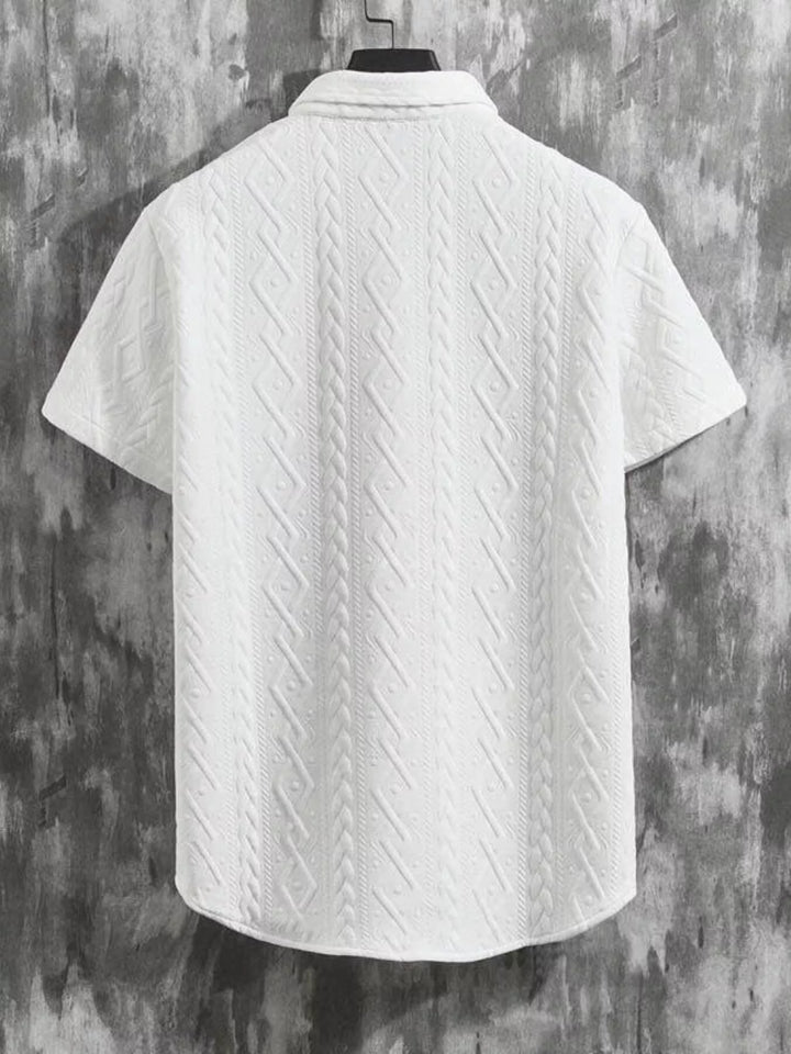Men's Textured Knit Short Sleeve Polo & Shorts Set