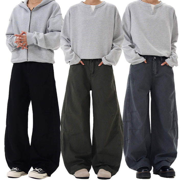 Men's American-style Retro Silhouette Cutaway Wide-Leg Pants