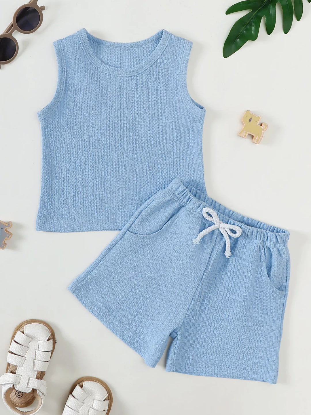 Children's Solid Color Tank and Shorts Set