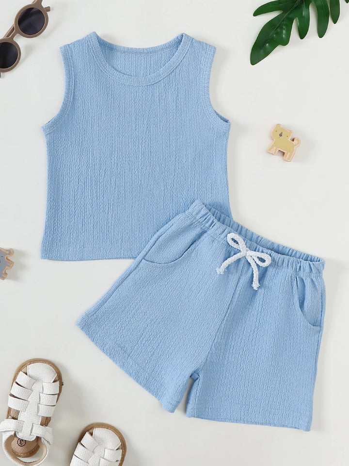 Children's Solid Color Tank and Shorts Set