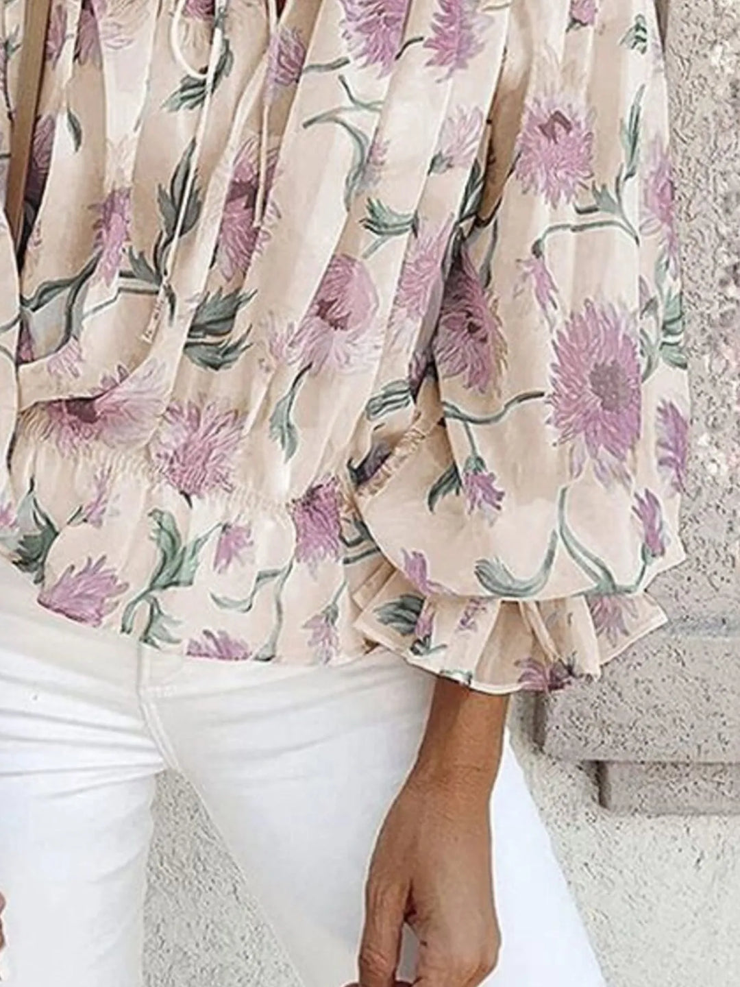 Off-Shoulder Floral Print Blouse
