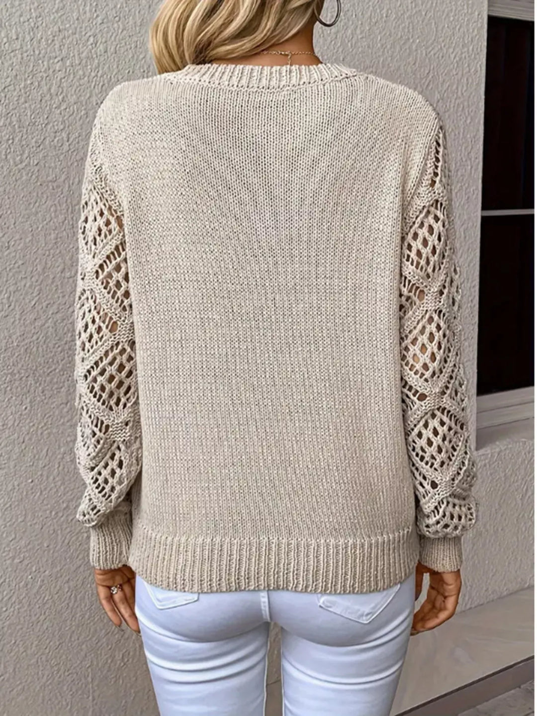 V-Neck Hollow-Out Sleeve Knit Sweater
