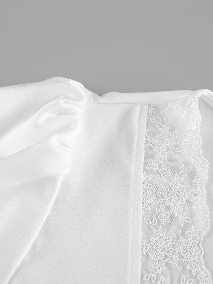 Lace Trimmed Top and Skirt Two-Piece Set