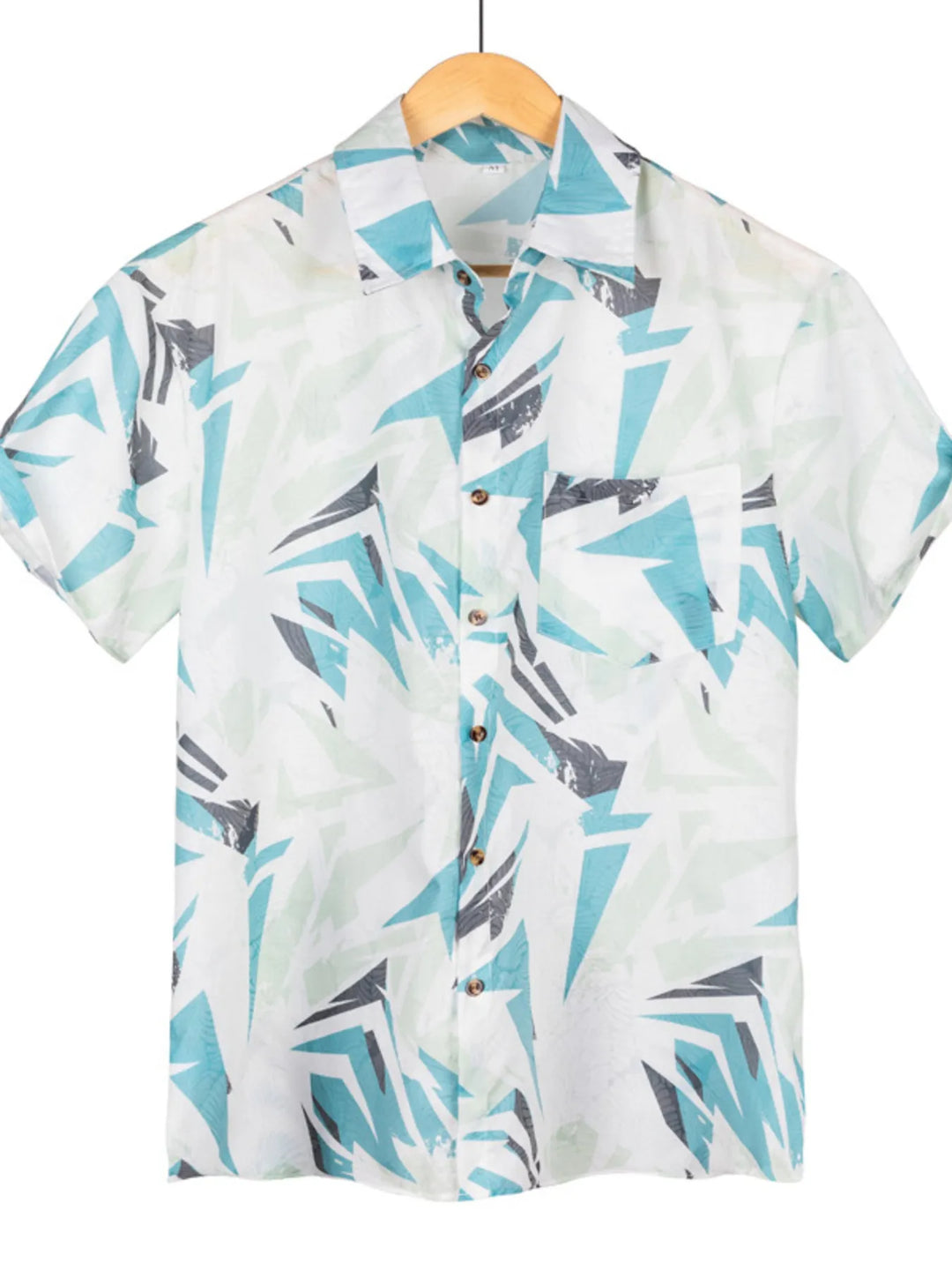 Men's Plus Size Printed Button Up Short Sleeve Shirt