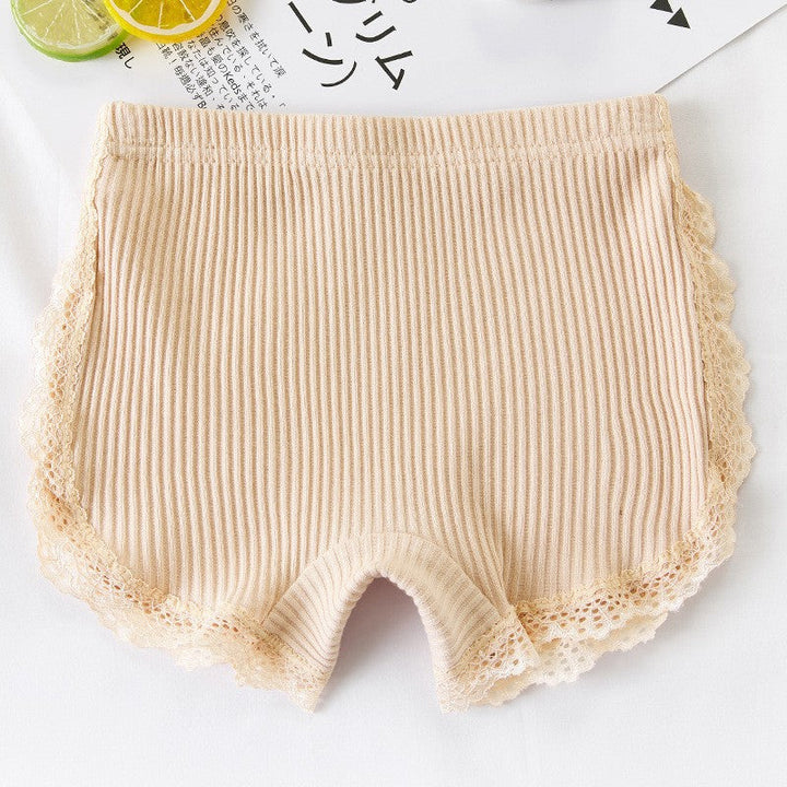 Anti-Exposure Crotch-Lined Pure Cotton Lace Summer Girls Safety Pants