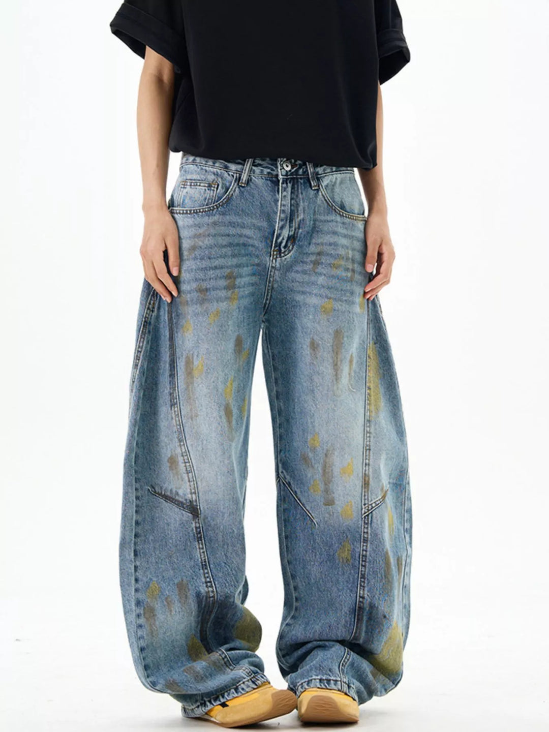 Men's Wide Leg Paint Splatter Jeans