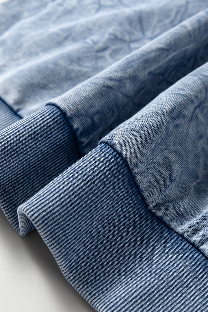 Real Teal saved by grace Letter Embroidery Mineral Wash Loose Sweatshirt