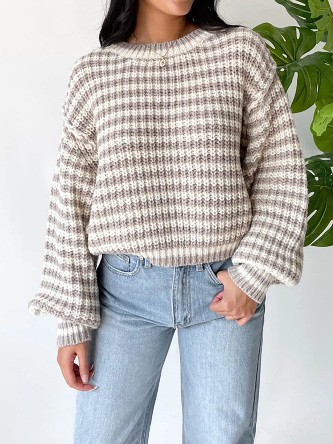 Oversized Striped Drop Shoulder Sweater
