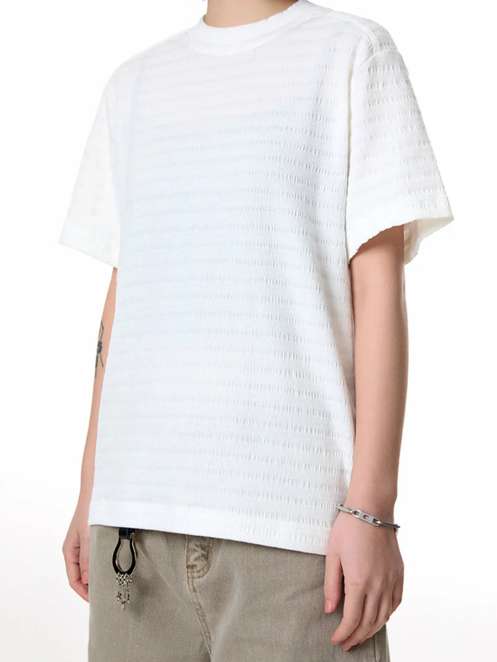Men's Textured Knit Crew Neck T-Shirt