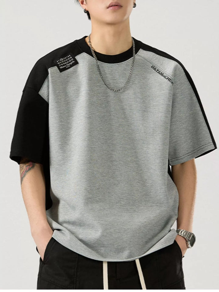 Men's Full Size Color Block Round Neck T-Shirt Plus Size