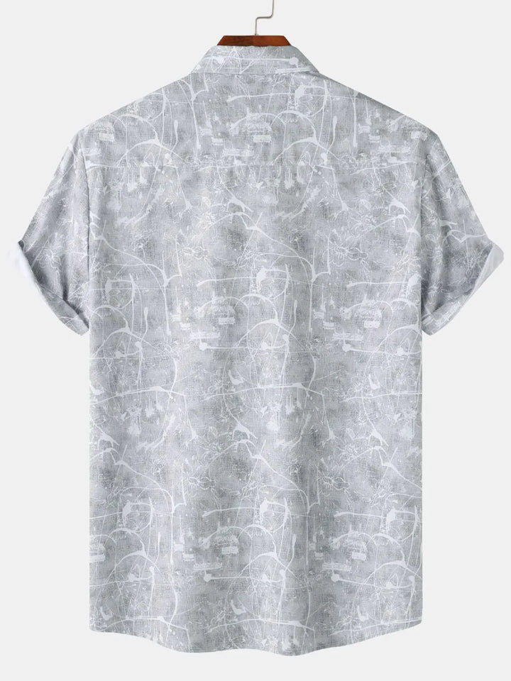 Men's Printed Short Sleeve Button Down Shirt