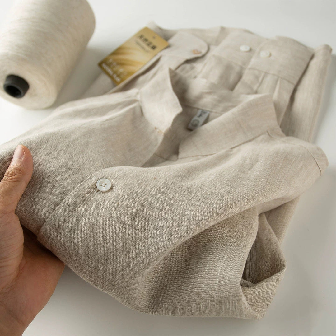 Mens Loose-fit Trendy Versatile Solid-color Casual Shirt
