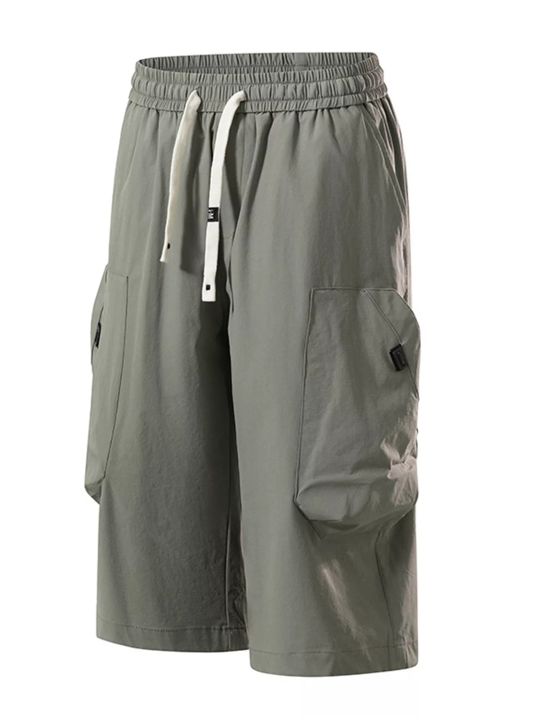 Men's Plus Size Casual Cargo Capris with Drawstring Waist