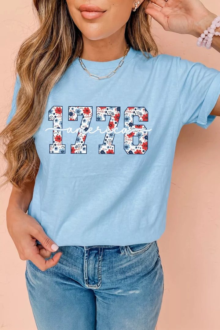 America 1776 Floral Print Relaxed T Shirt