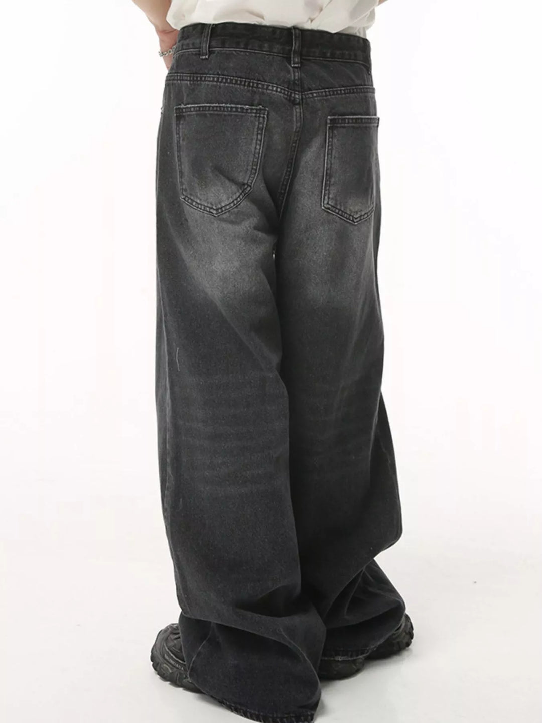 Men's Full Size Vintage Wash Wide Leg Jeans Plus Size