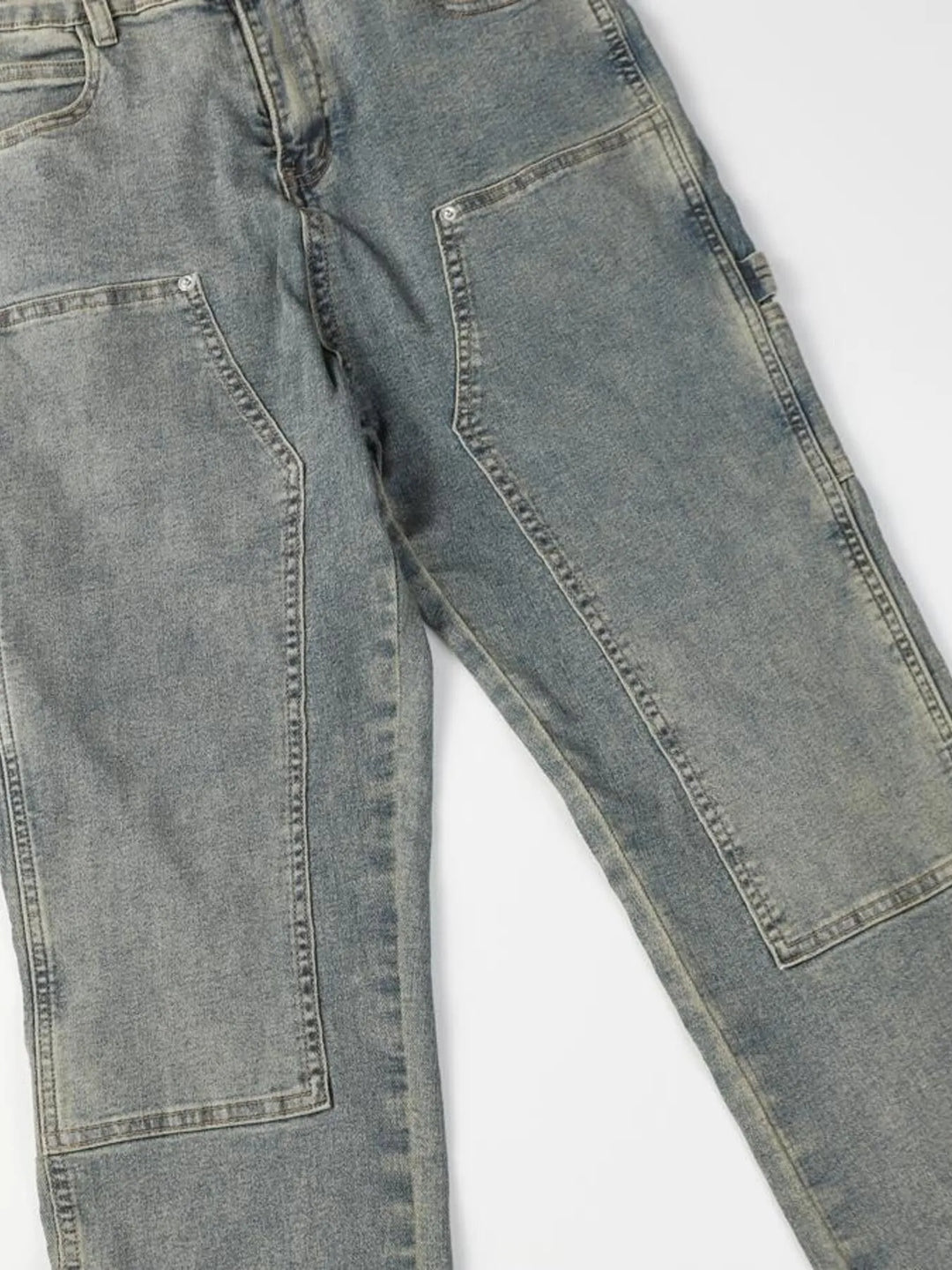 Men's High Waist Straight Leg Cargo Jeans