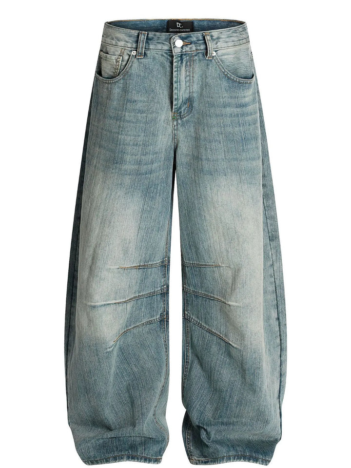 Men's Wide Leg Relaxed Fit Vintage Wash Jeans