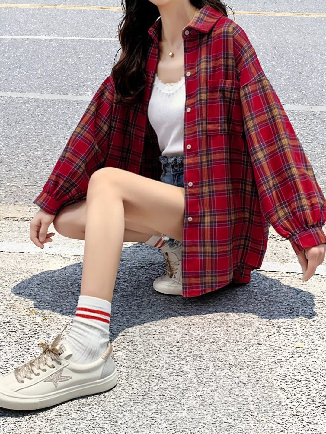 Plaid Button Up Long Sleeve Shirt
