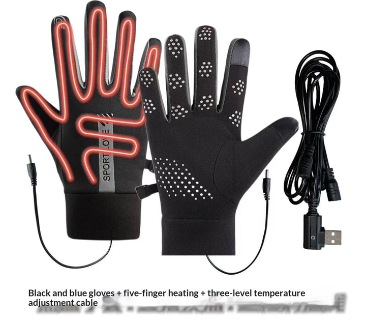 Outdoor Waterproof USB Three-Setting Temperature-Controlled Heated Gloves