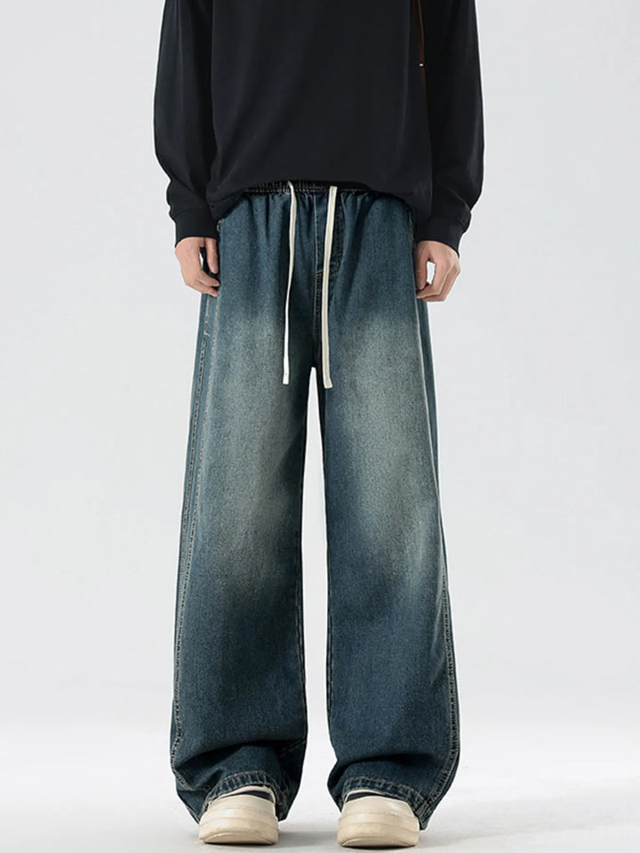 Men's Full Size Wash Wide Leg Jeans Plus Size
