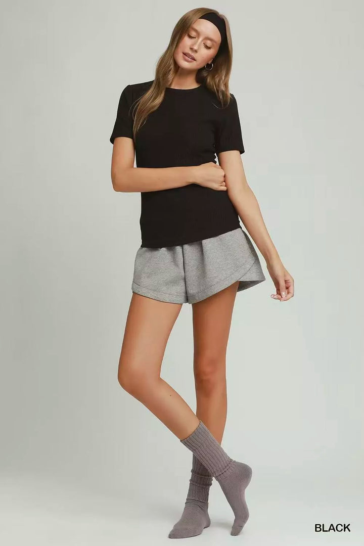 Umgee Brushed Rib Short Sleeve Top