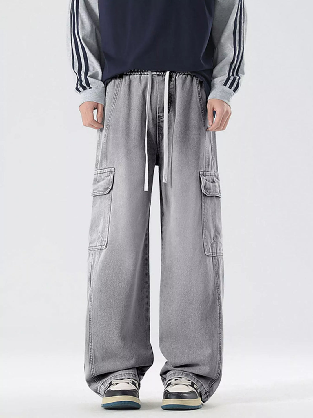 Men's Full Size Wide Leg Cargo Jeans Plus Size