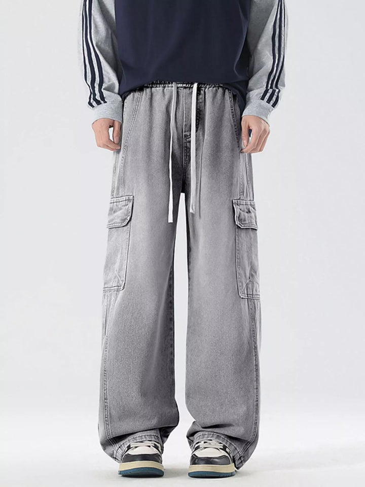 Men's Full Size Wide Leg Cargo Jeans Plus Size