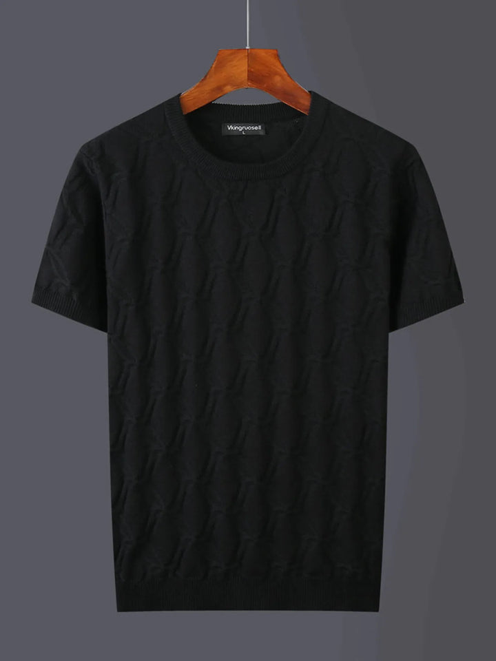 Men's Plus Size Textured Round Neck Short Sleeve Knit Top
