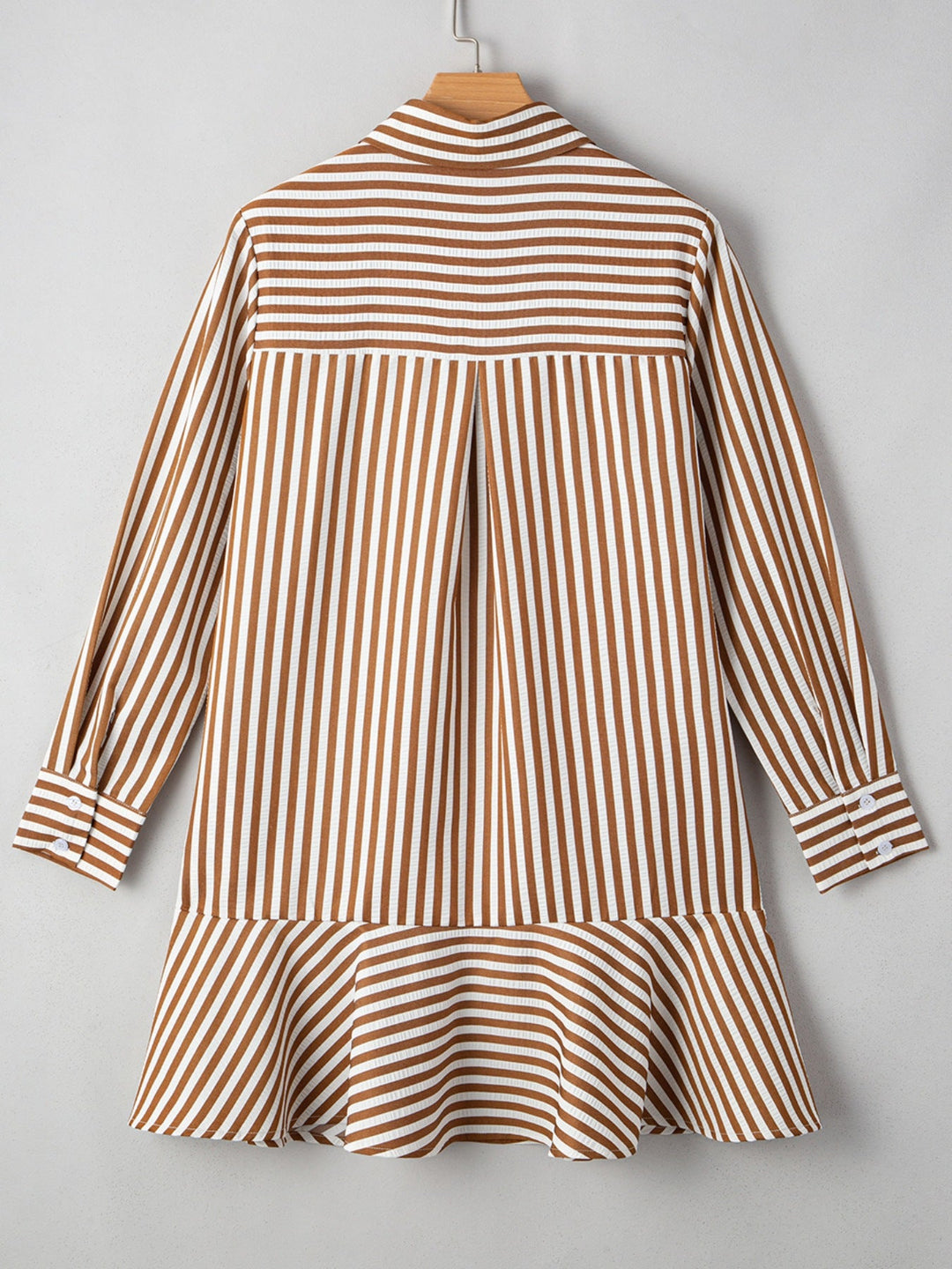 Striped Ruffle Hem Shirt Dress