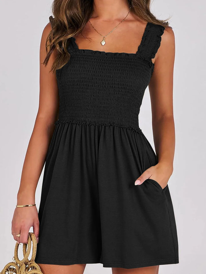 Smocked Square Neck Summer Romper