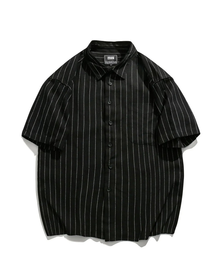 Men's Striped Button Up Short Sleeve Shirt