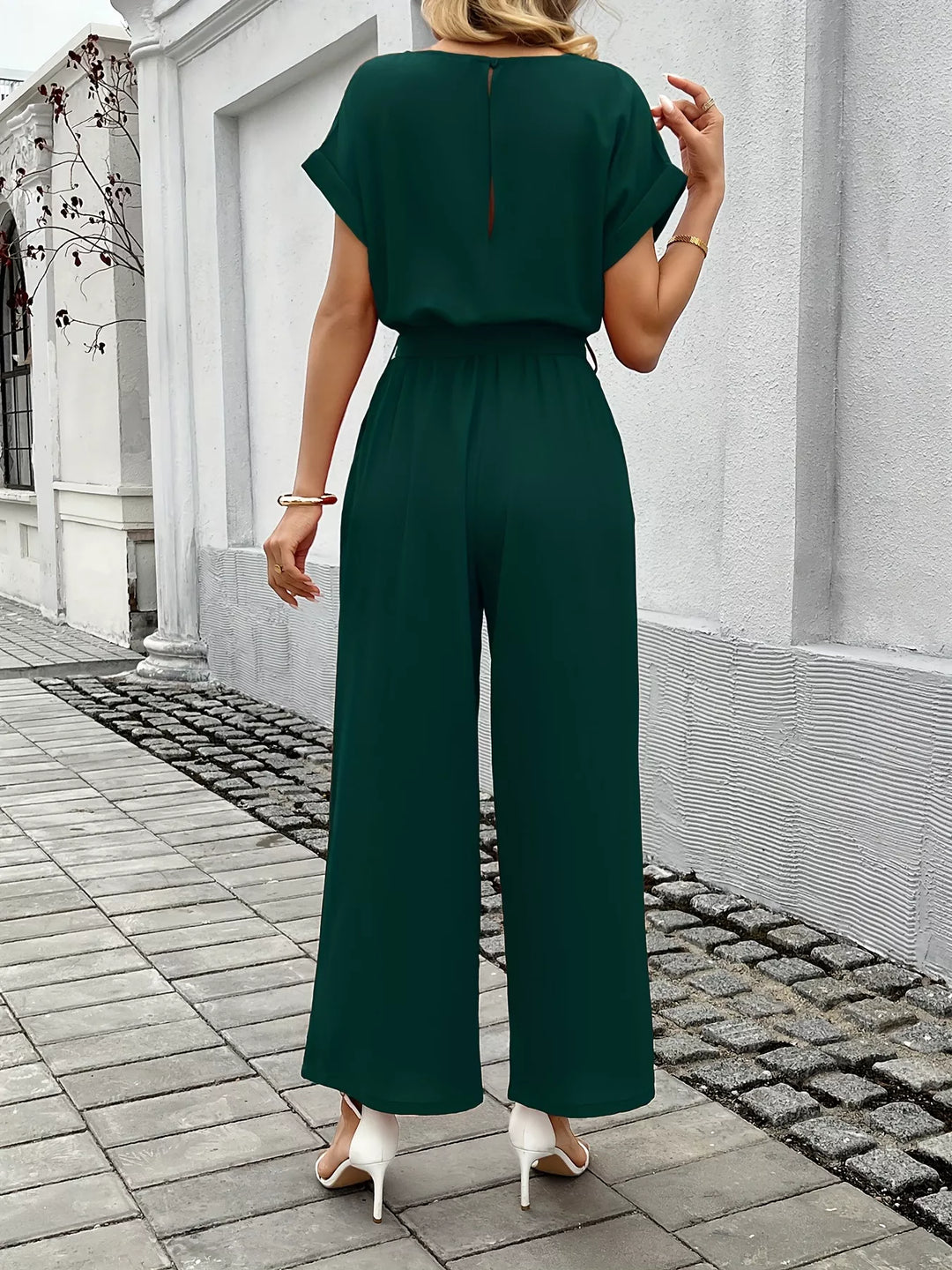 Tie Waist Wide Leg Jumpsuit