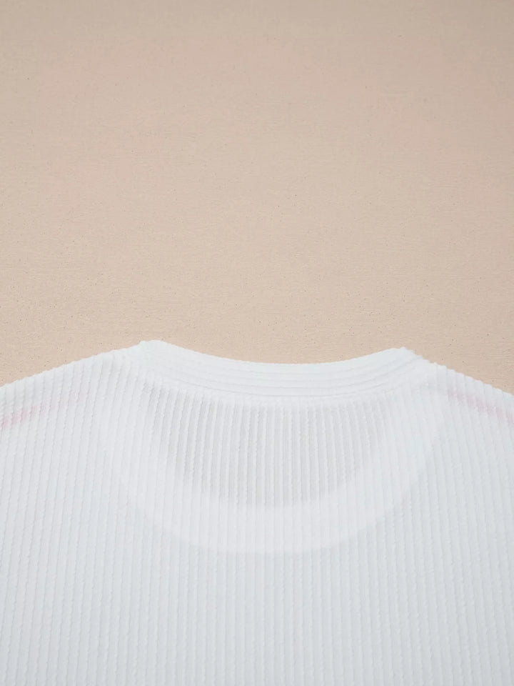 USA Graphic Half Sleeve Loose Ribbed Top