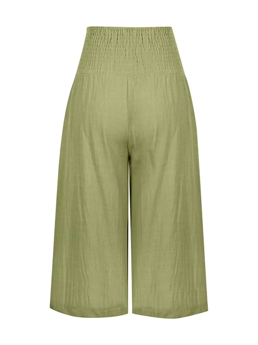 Smocked Wide-Leg Capri Pants