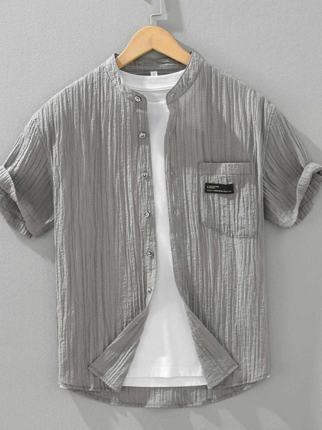 Men's Plus Size Casual Textured Button Up Shirt