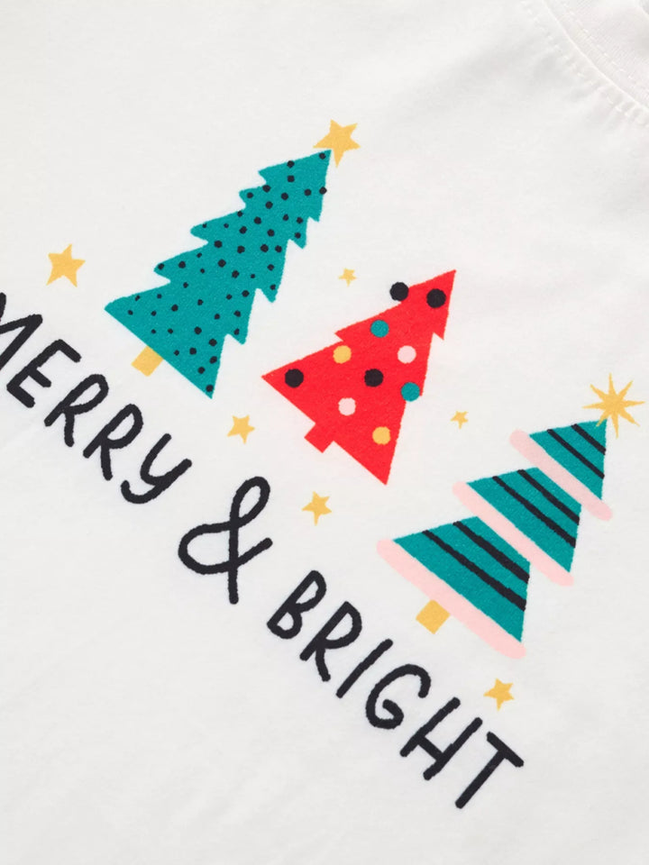 Children's Christmas Tree Print Long Sleeve Pajama Set