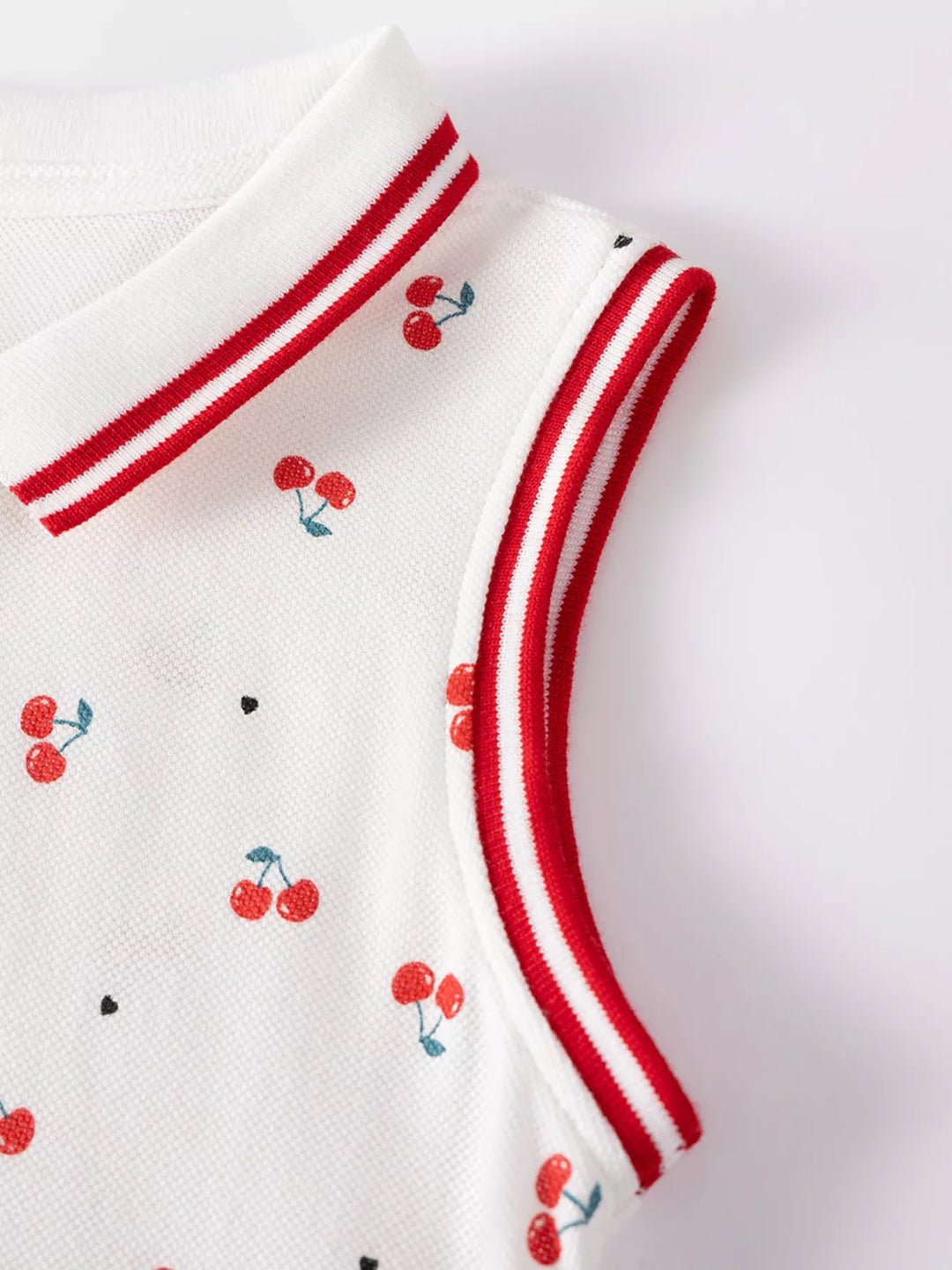 Children's Cherry Print Sleeveless Polo Dress