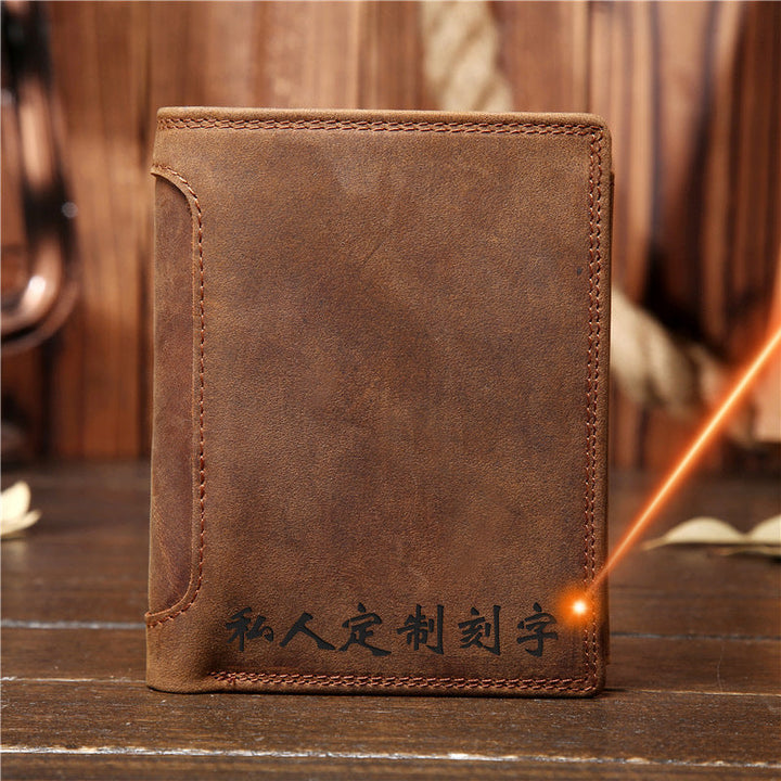 Men's Genuine Leather Retro Vertical Wallet