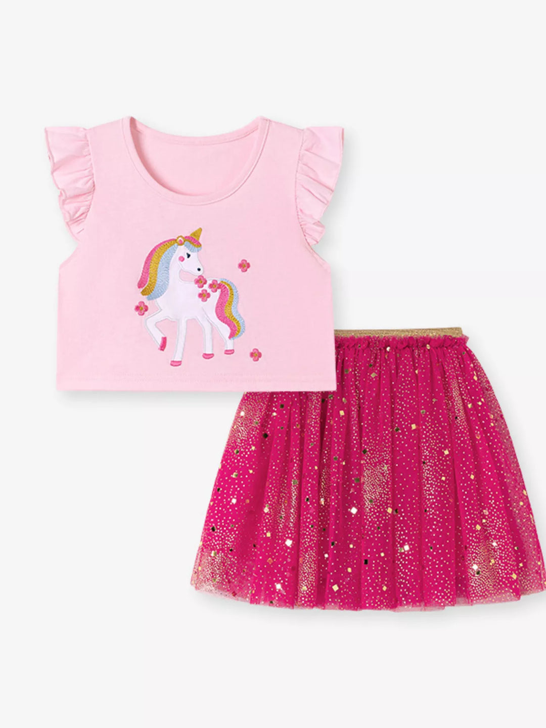 Children's Unicorn Rainbow Tulle Dress Set