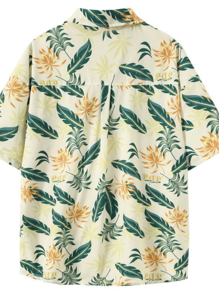 Men's Plus Size Tropical Print Short Sleeve Shirt